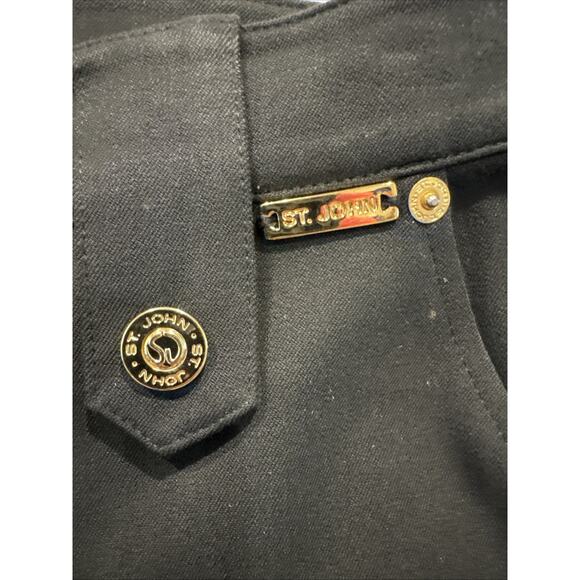 St. John Collection designer black cargo pants‎ with gold button accents size 10 - Picture 3 of 7
